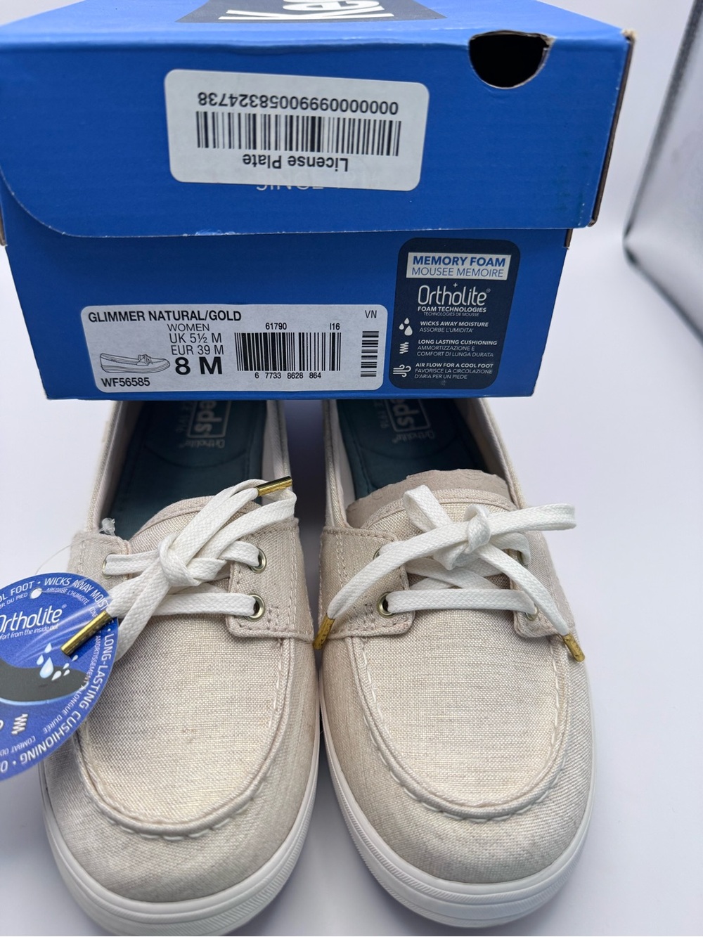 Keds Natural Canvas Boat Shoes with Gold Accents